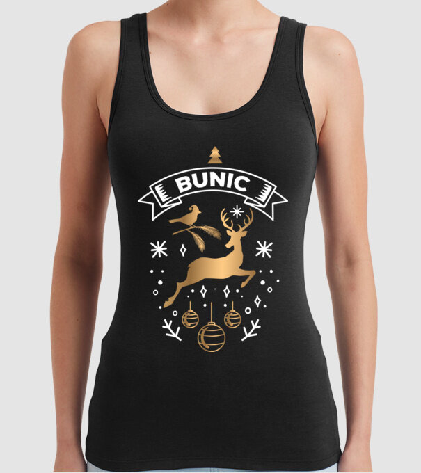 bunic christmas model negru pe tricou