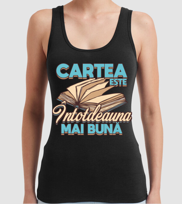 Cartea este ÎNTOTDEAUNA mai bună D7556260-01 model negru pe tricou