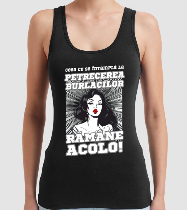 Ceea ce se întâmplă la petrecerea burlacilor rămâne acolo model negru pe tricou