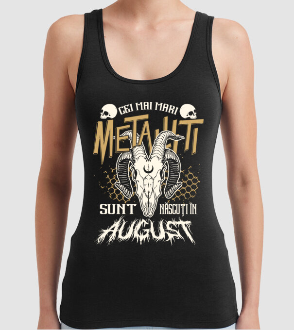 Cei mai mari metaliști sunt născuți în august. model negru pe tricou