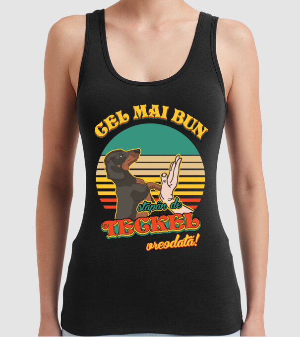 Cel mai bun stăpân de teckel vreodată! model negru pe tricou