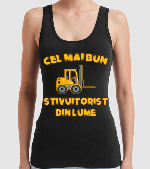 Cel mai bun Stivuitorist din lume model negru pe tricou