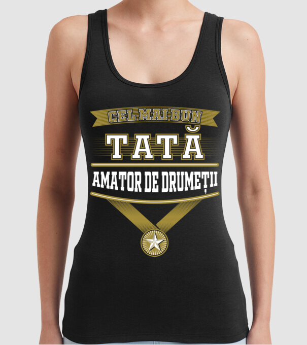 Cel mai bun tată amator de drumeții model negru pe tricou