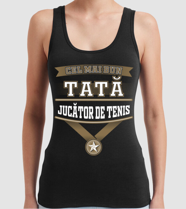 Cel mai bun tată jucător de tenis model negru pe tricou
