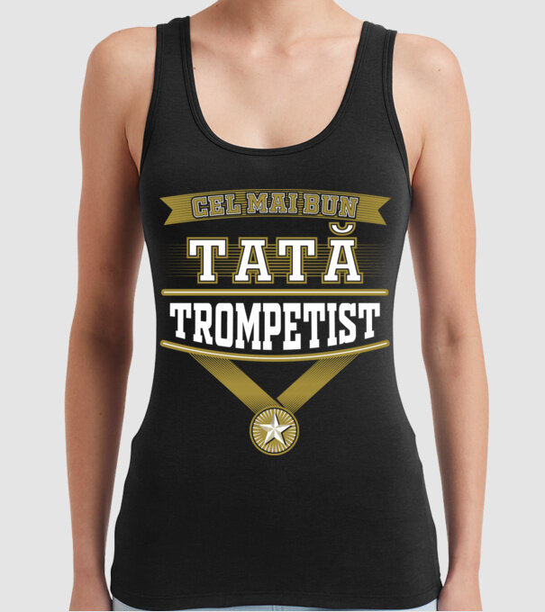 Cel mai bun tată trompetist model negru pe tricou