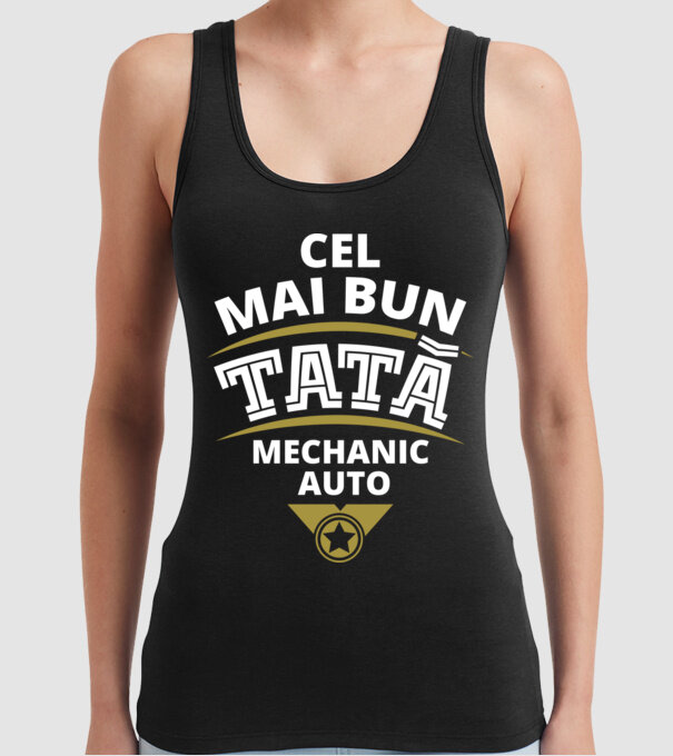 Cel mai bun tată mecanic auto model negru pe tricou