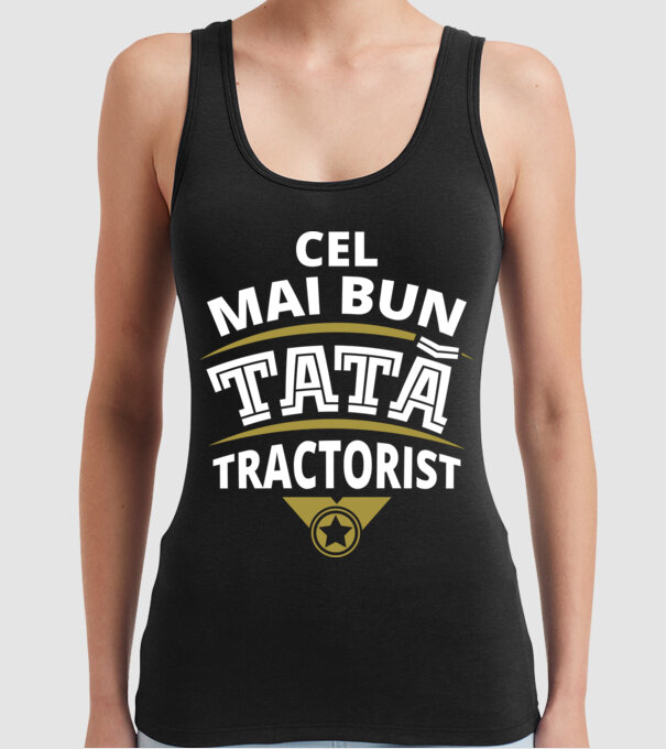 Cel mai bun tată tractorist model negru pe tricou