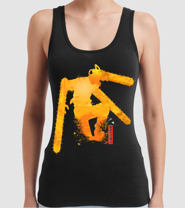 Chainsaw man Denji model negru pe tricou