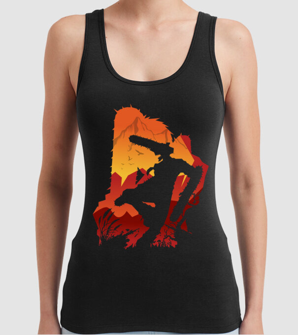 Chainsaw man silhouette model negru pe tricou