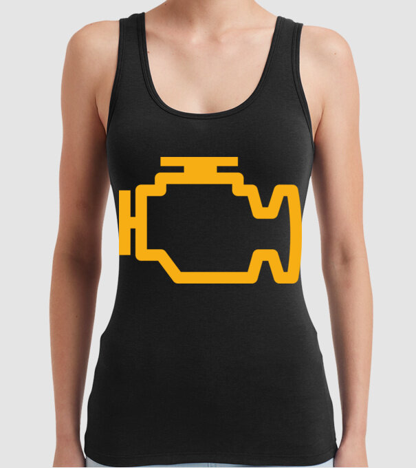 check engine model negru pe tricou