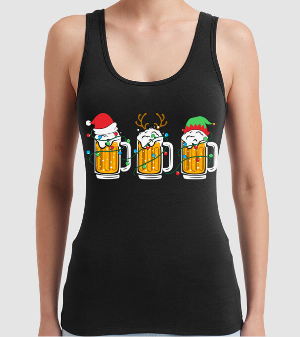 Christmas beer mugs model negru pe tricou