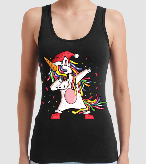 Christmas unicorn dab model negru pe tricou