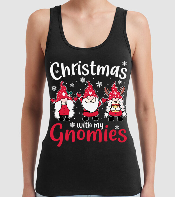 Christmas with my gnomies model negru pe tricou
