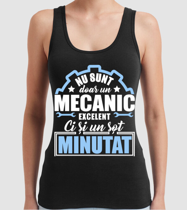 Nu sunt doar un mecanic excelent, ci și un soț minunat! model negru pe tricou