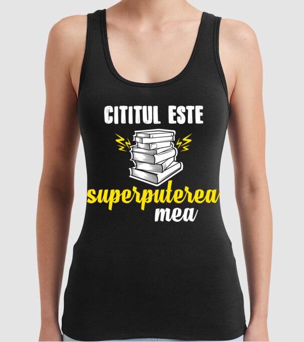 cititul este superputerea mea model negru pe tricou