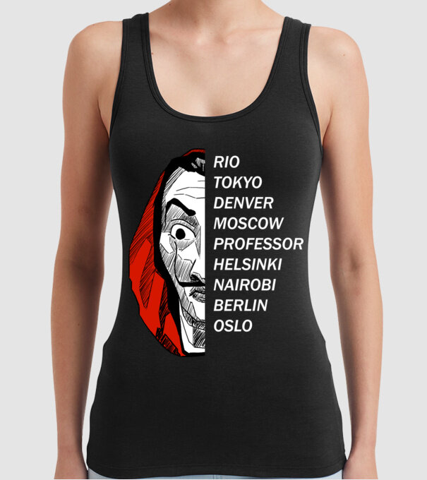 classic logo money heist model negru pe tricou
