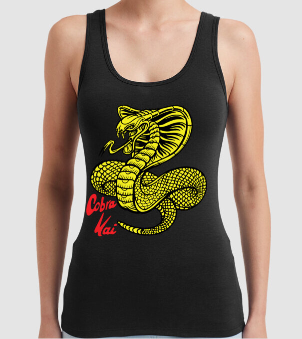 cobra kai logo color model negru pe tricou