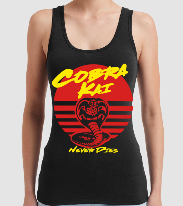 cobra kai sunset logo model negru pe tricou