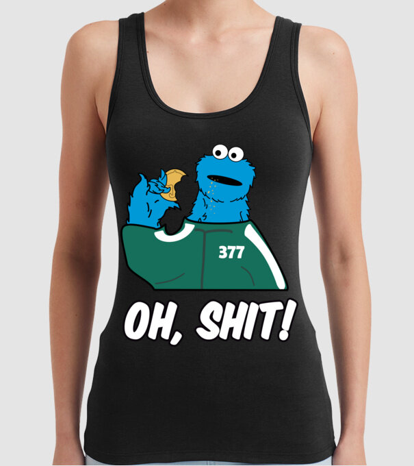 cookie monster squid game parody model negru pe tricou