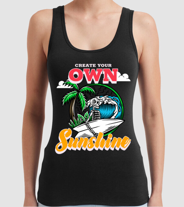 Create your own sunshine surfer skeleton model negru pe tricou
