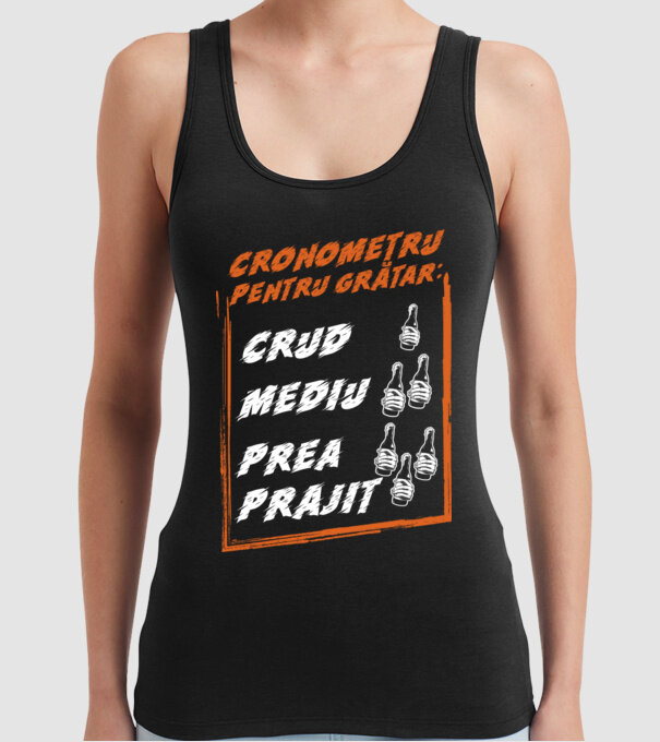 cronometru pentru grătar: crud, mediu, prea prăjit model negru pe tricou