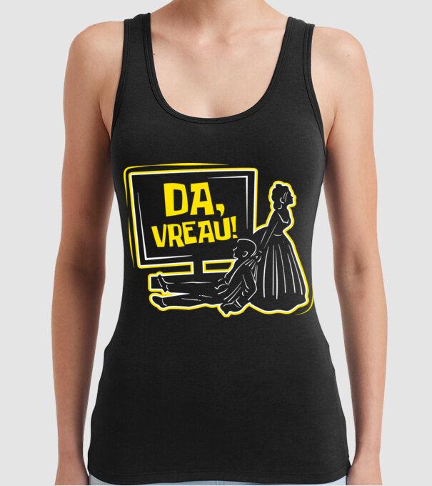 Da, vreau! model negru pe tricou