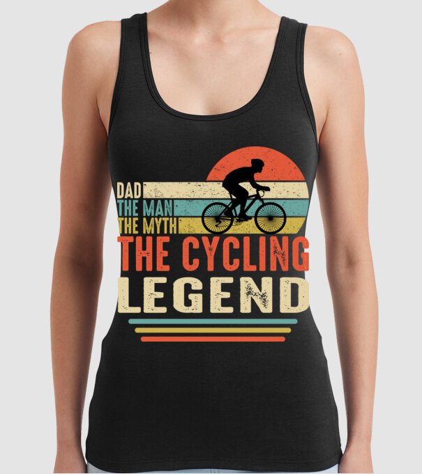 Dad the man, the myth, the cycling legend model negru pe tricou