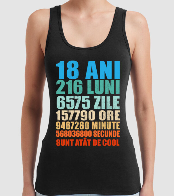 De 18 ani - luni - zile - ore - minute - secunde - sunt atât de cool model negru pe tricou