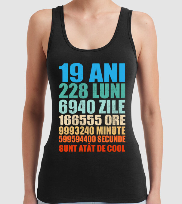 De 19 ani - luni - zile - ore - minute - secunde - sunt atât de cool model negru pe tricou