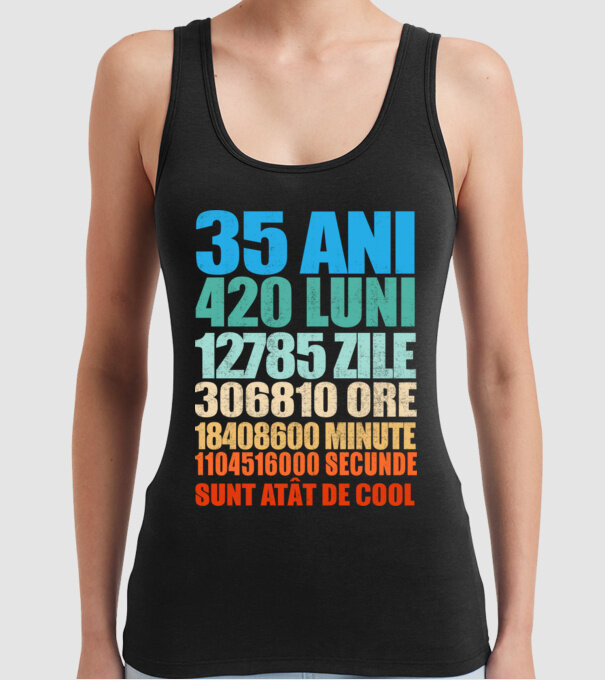 De 35 ani - luni - zile - ore - minute - secunde - sunt atât de cool model negru pe tricou
