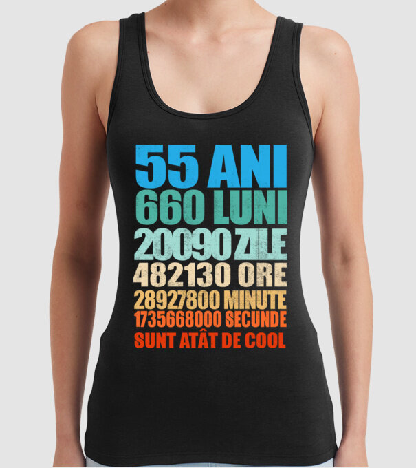 De 55 ani - luni - zile - ore - minute - secunde - sunt atât de cool model negru pe tricou