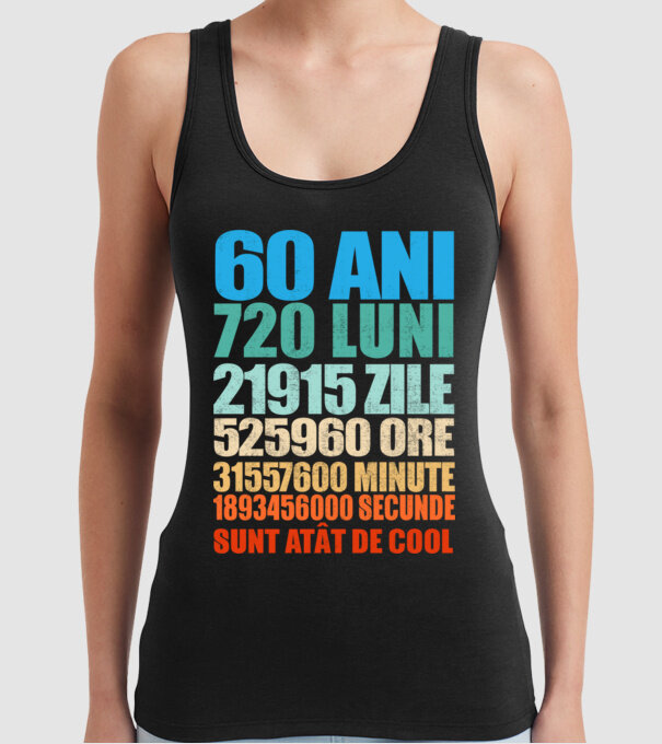 De 60 ani - luni - zile - ore - minute - secunde - sunt atât de cool model negru pe tricou