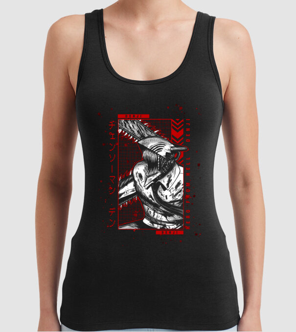 Denji Chainsaw man model negru pe tricou