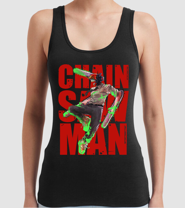 Denji chainsaw man concept model negru pe tricou