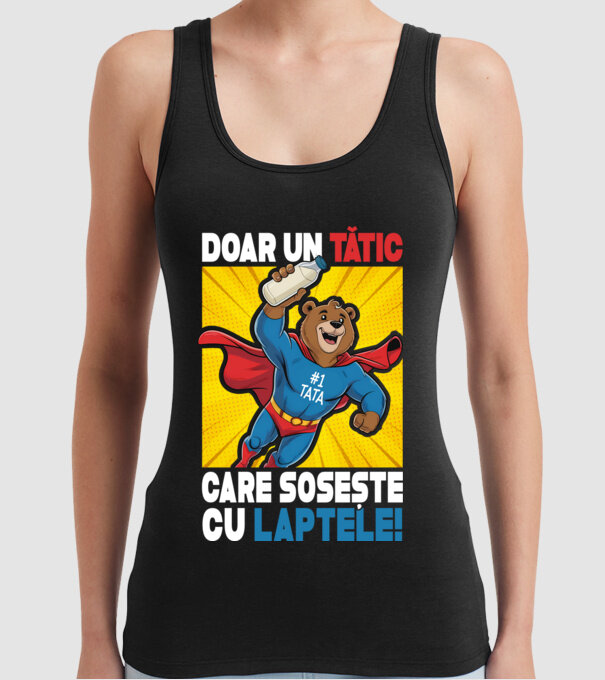Doar un Tătic Care sosește cu laptele model negru pe tricou