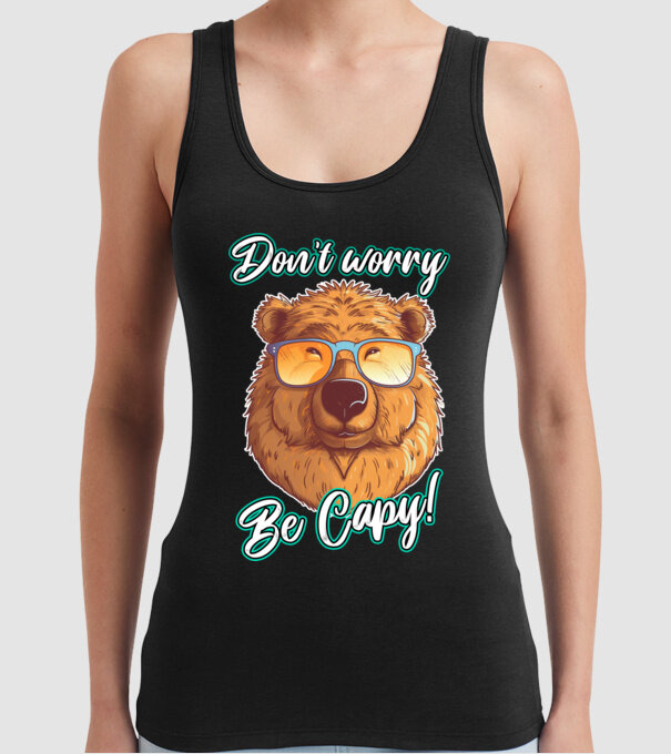 Don't worry be Capy model negru pe tricou
