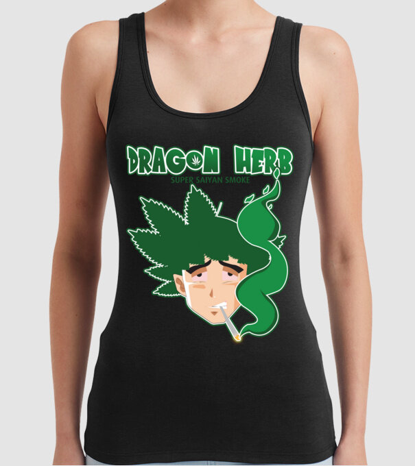 dragon herb smoke model negru pe tricou