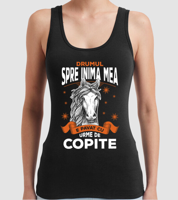 drumul spre inima mea e pavat cu urme de copite model negru pe tricou