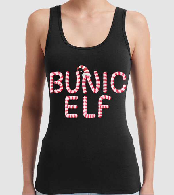 bunic elf model negru pe tricou