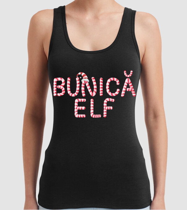 bunică elf model negru pe tricou
