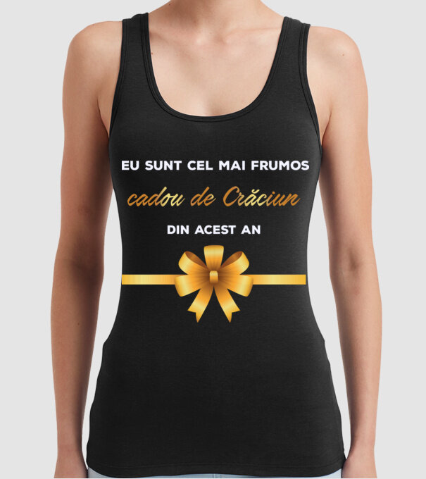 Eu sunt cel mai frumos cadou de Crăciun din acest an model negru pe tricou
