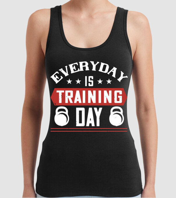 everyday is training day model negru pe tricou
