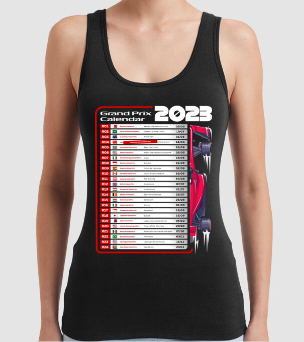 F1 Calendar TBA model negru pe tricou