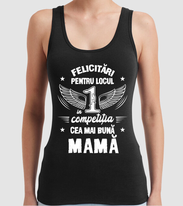 Felicitări pentru locul 1 în competiția Cel mai bun tată! model negru pe tricou