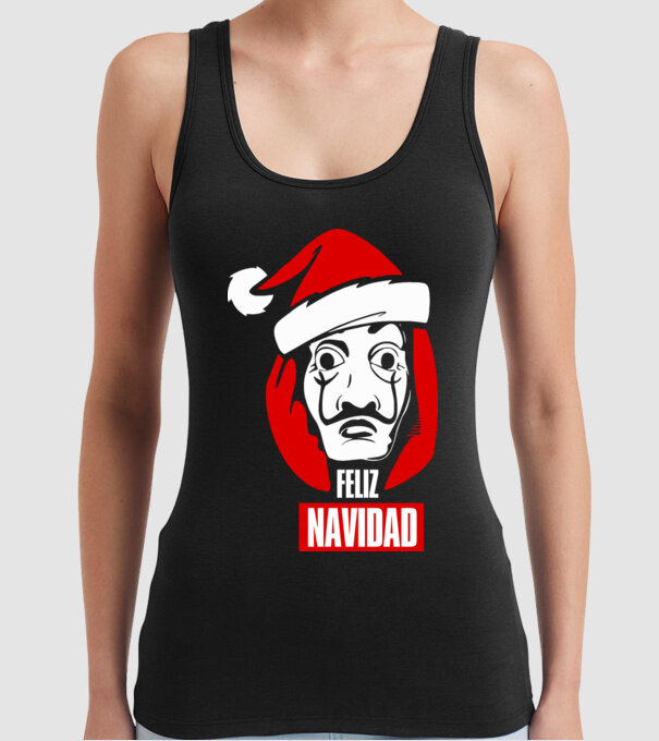 feliz navidad merry christmas money heist model negru pe tricou