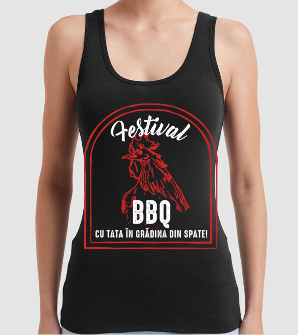 Festival BBQ - cu tata în grădina din spate! model negru pe tricou
