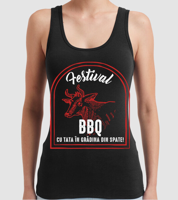 Festival BBQ - cu tata în grădina din spate! model negru pe tricou