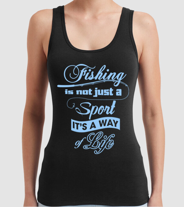 Fishing is not just a sport model negru pe tricou