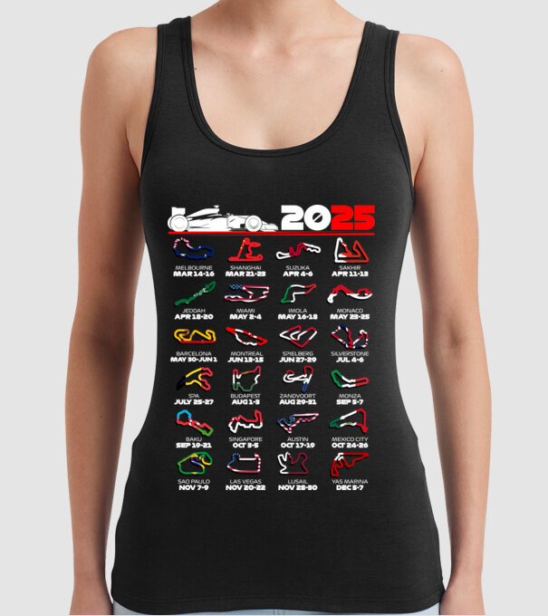 F1 calendar 2025 Negru model negru pe tricou
