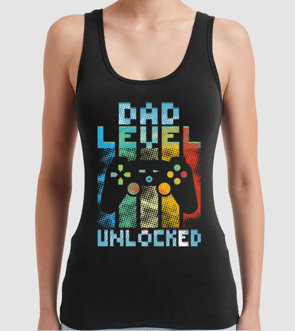 Gamer Dad level unlocked model negru pe tricou